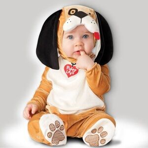 Puppy Love Brown and White Dog Costume for Kids Infants 12-18 months NEW!